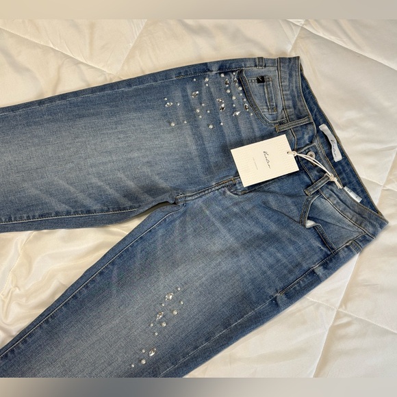 KanCan Blue Skinny Jeans with Embellishments - Picture 1 of 7